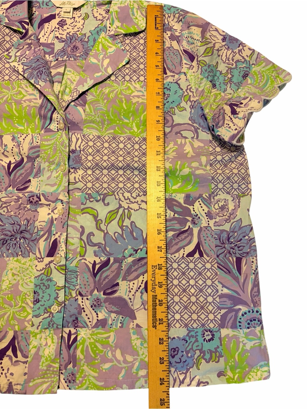 Lilly Pulitzer Biscayne Pajama Shirt and Short Set Women’s Size L Cotton Cozy - Picture 8 of 16